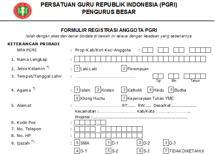 Pendaftaran PGRI Sumatera Utara - Persatuan Guru Republik Indonesia Cabang Kabupaten Sumatera Utara